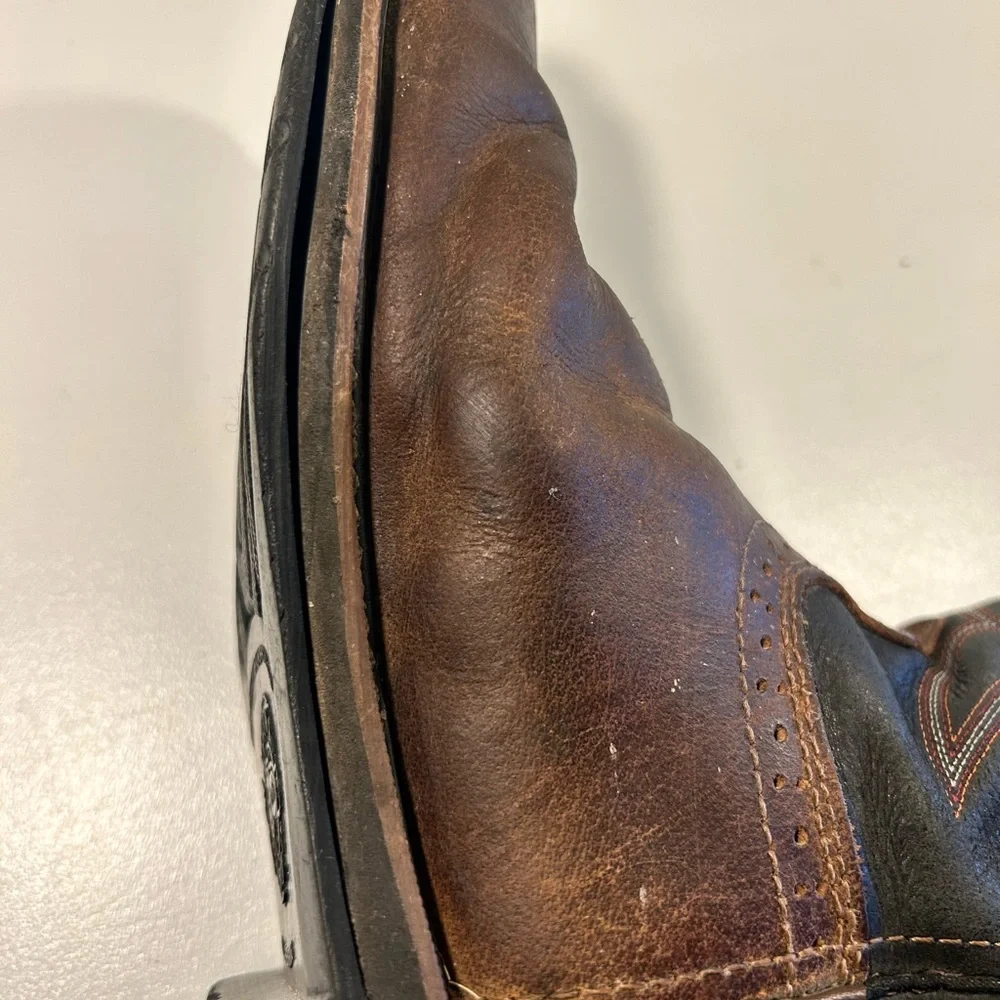 Justin Boots Men’s 8D Brown Leather Pull-On Work Boots AS IS Beaters - Picture 11 of 15